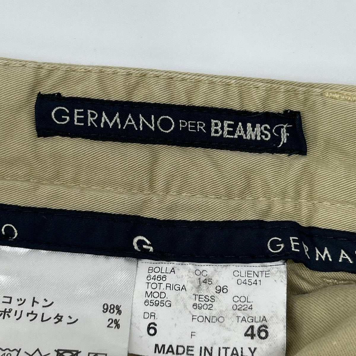 GERMANO Beige BEAMS F Cotton 1-Pleat Shorts Size 46
