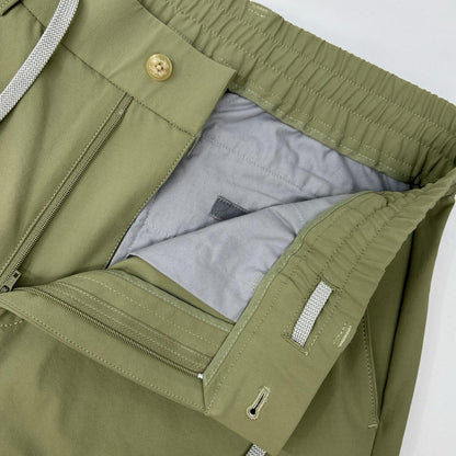 TRATTO Green Polyester Stretch One-Tuck Wide Pants Size 82
