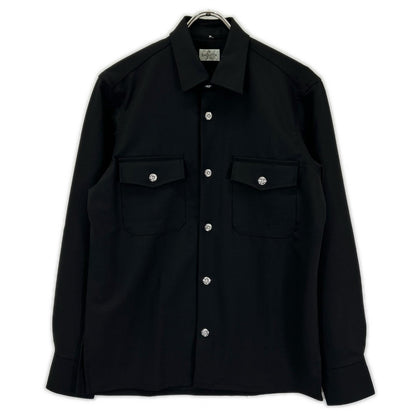 Bagutta Black Wool Blend Metal Pocket Shirt Size 37/14/1/2