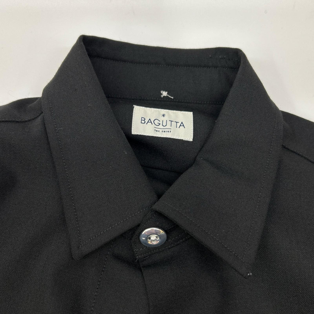 Bagutta Black Wool Blend Metal Pocket Shirt Size 37/14/1/2