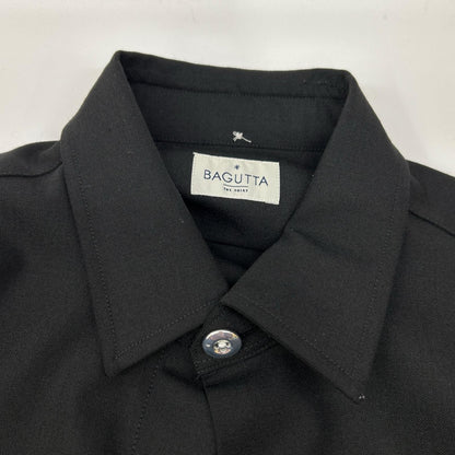 Bagutta Black Wool Blend Metal Pocket Shirt Size 37/14/1/2