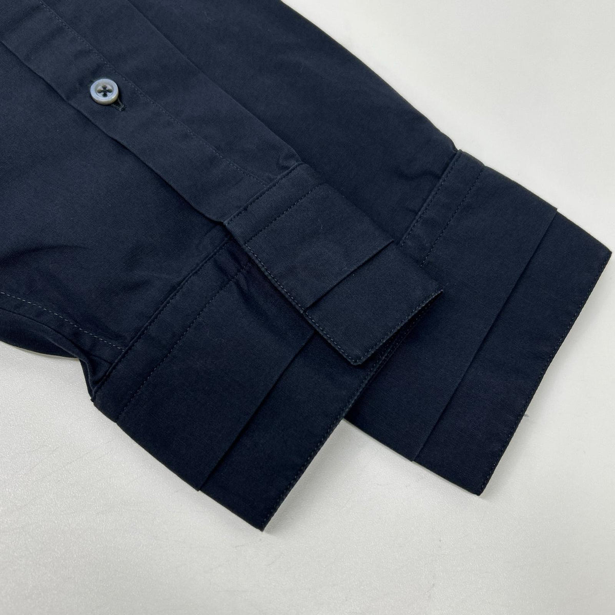 JILSANDER Navy Cotton Band Collar Shirt Size 37/14/1/2