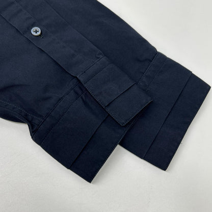 JILSANDER Navy Cotton Band Collar Shirt Size 37/14/1/2