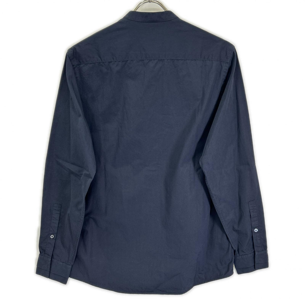 JILSANDER Navy Cotton Band Collar Shirt Size 37/14/1/2