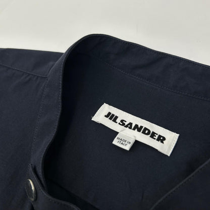 JILSANDER Navy Cotton Band Collar Shirt Size 37/14/1/2
