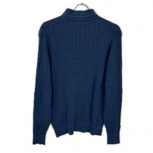TOMORROWLAND PILGRIM Blue Cotton Silk Cable Knit Polo Size S