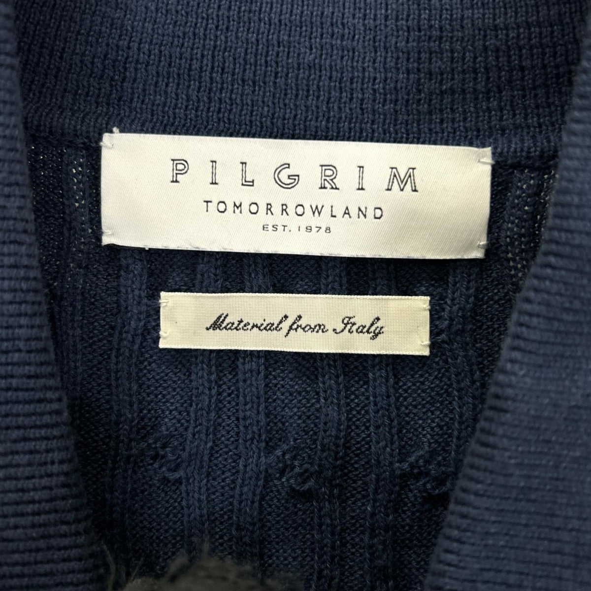 TOMORROWLAND PILGRIM Blue Cotton Silk Cable Knit Polo Size S