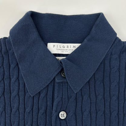 TOMORROWLAND PILGRIM Blue Cotton Silk Cable Knit Polo Size S