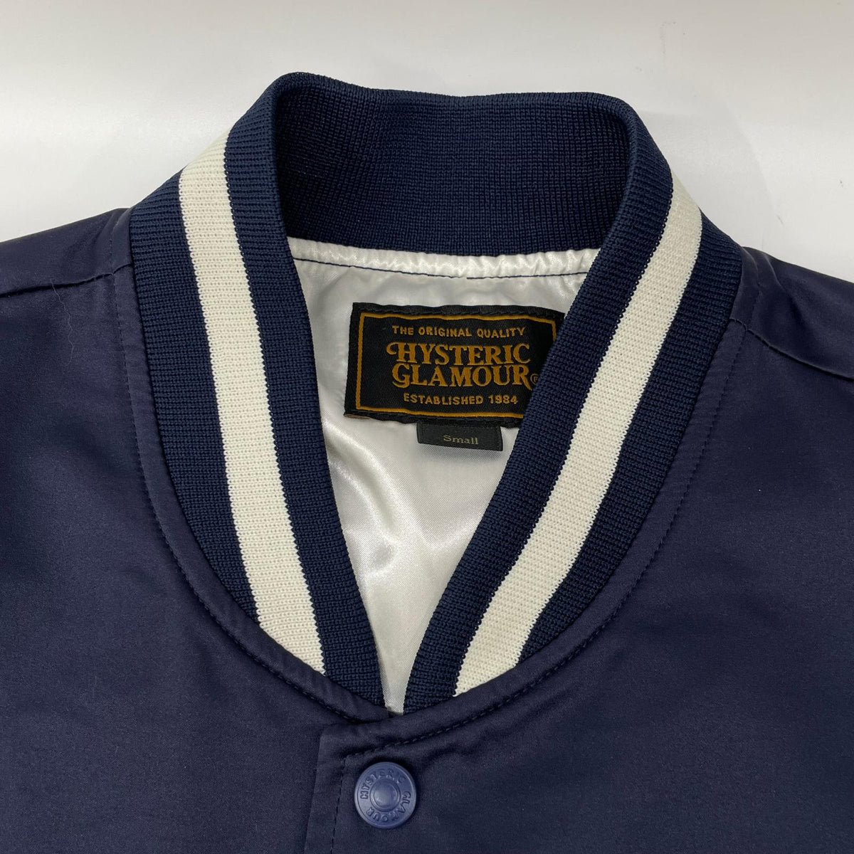 HYSTERIC GLAMOUR Navy Nylon Satin MODERNICA" Jacket Size S