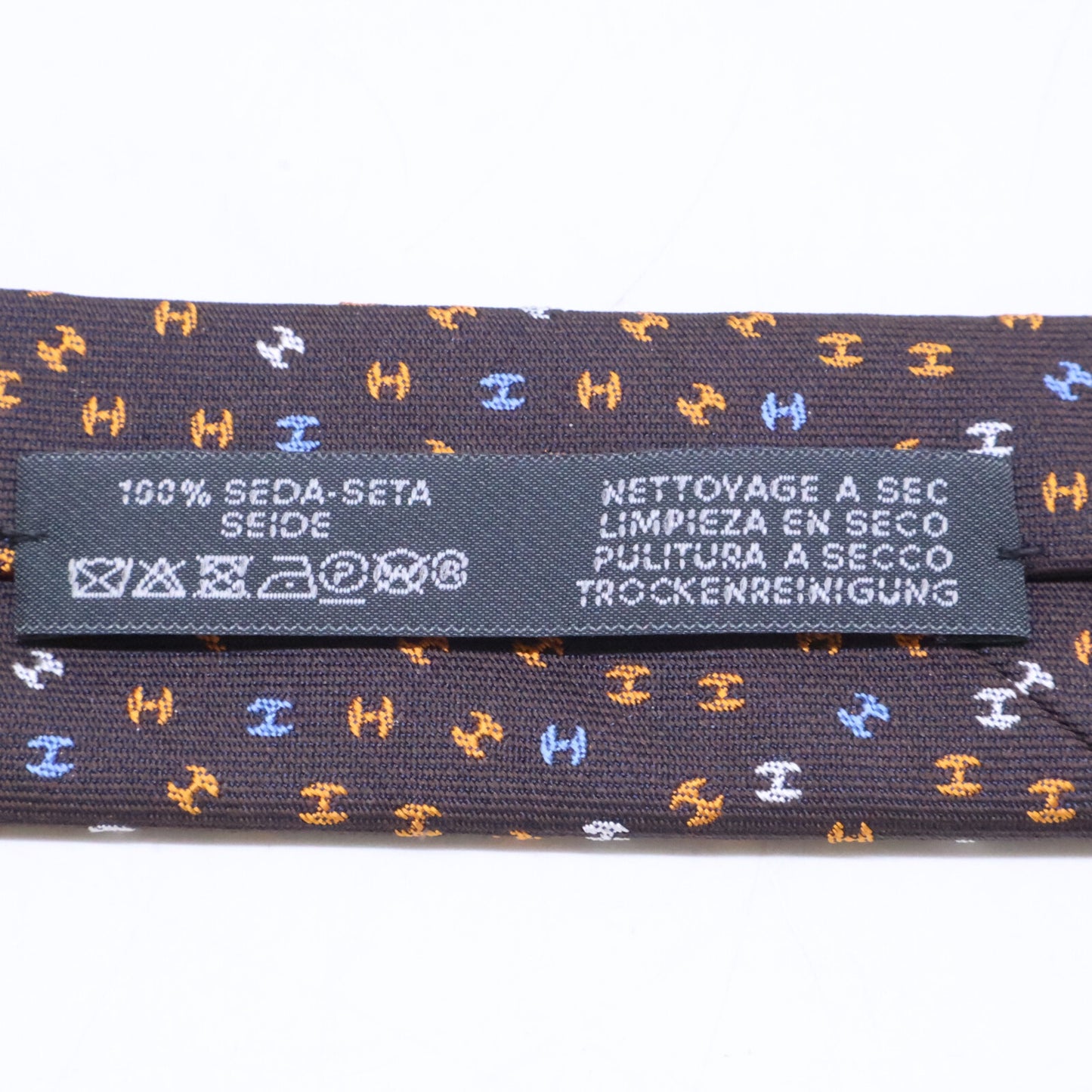 HERMES Silk H-Logo All-Over Pattern Tie Brown Size ONE SIZE