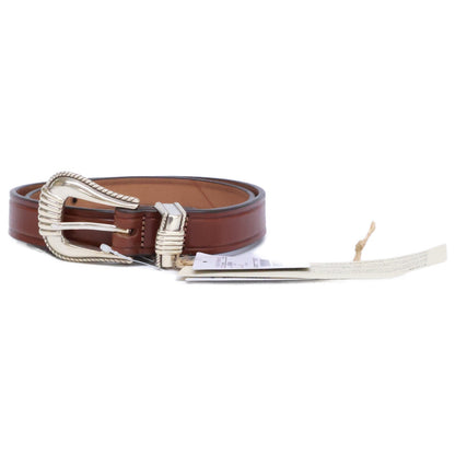 TORY LEATHER 2916 3-Piece Silver Buckle Leather Belt Size 32