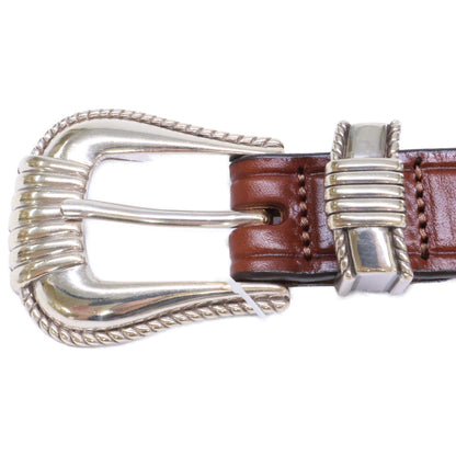 TORY LEATHER 2916 3-Piece Silver Buckle Leather Belt Size 32