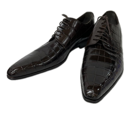 DOLCE&GABBANA Croc Long Nose Derby Dark Brown Size UK 7