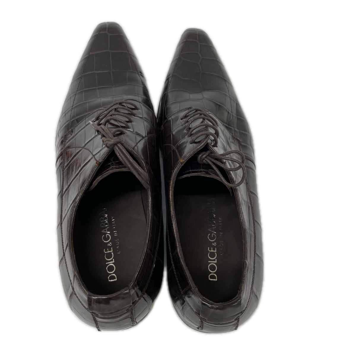 DOLCE&GABBANA Croc Long Nose Derby Dark Brown Size UK 7