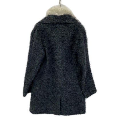 SLOW GUN Black Tweed Fur Long Coat Size 2