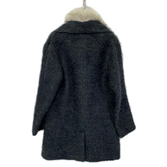 SLOW GUN Black Tweed Fur Long Coat Size 2