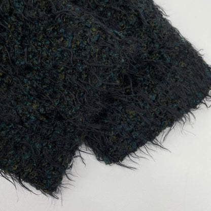 SLOW GUN Black Tweed Fur Long Coat Size 2