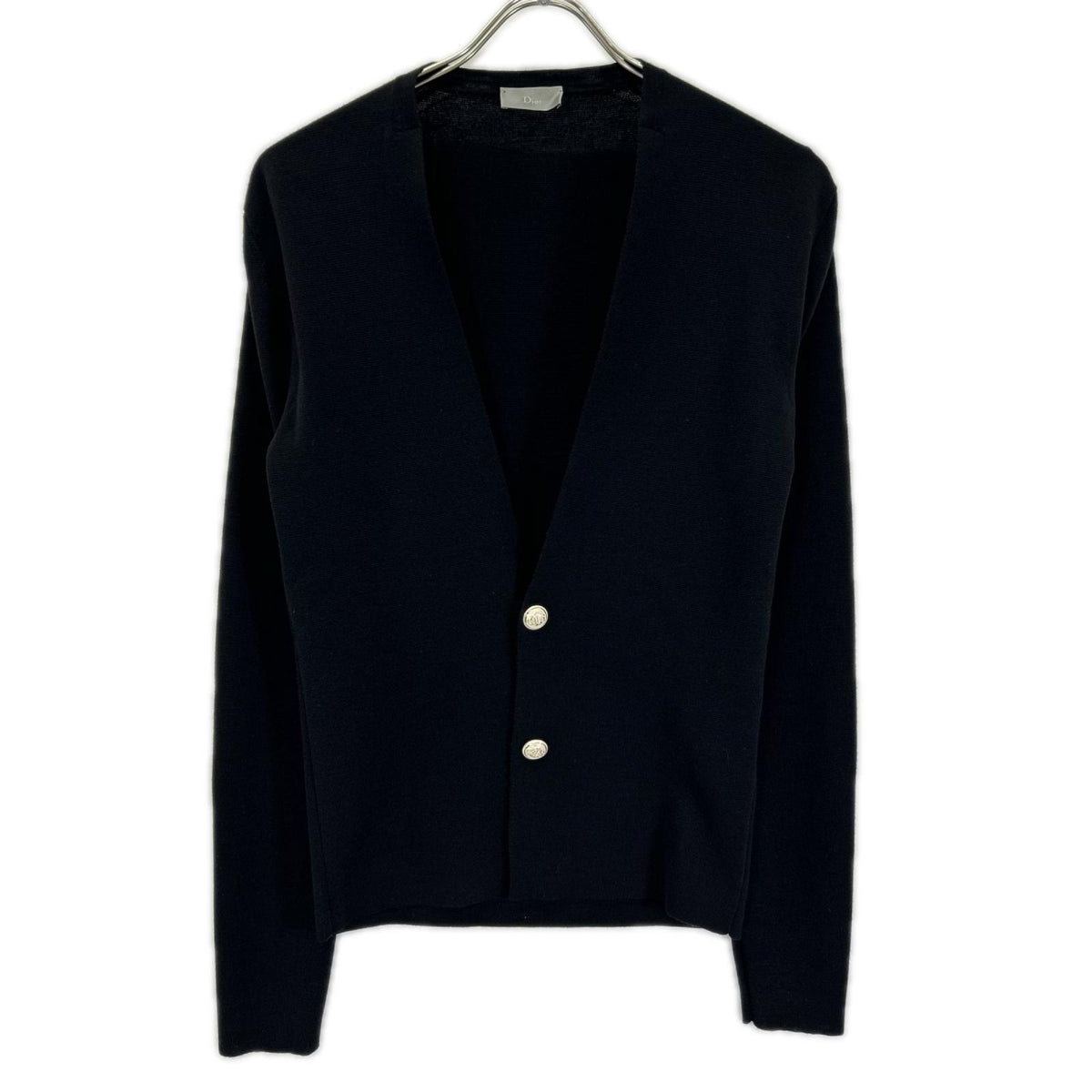 Dior HOMME Black Wool Silk DC Logo Button Cardigan Size XS