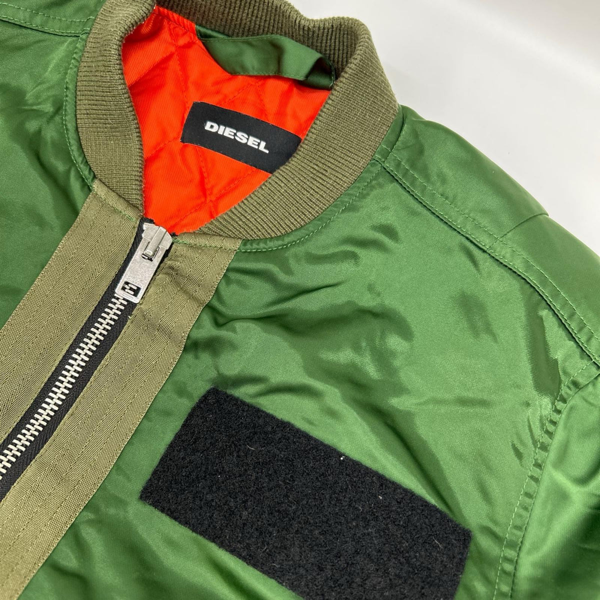 DIESEL E8F203 Green MA-1 Nylon Bomber Jacket Size M