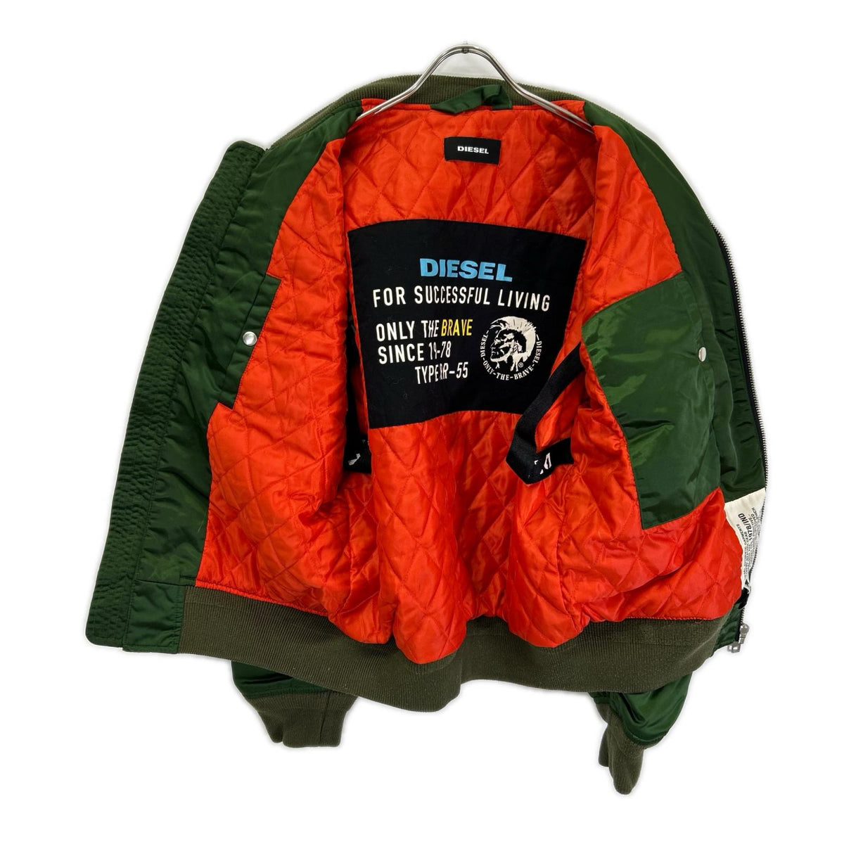 DIESEL E8F203 Green MA-1 Nylon Bomber Jacket Size M