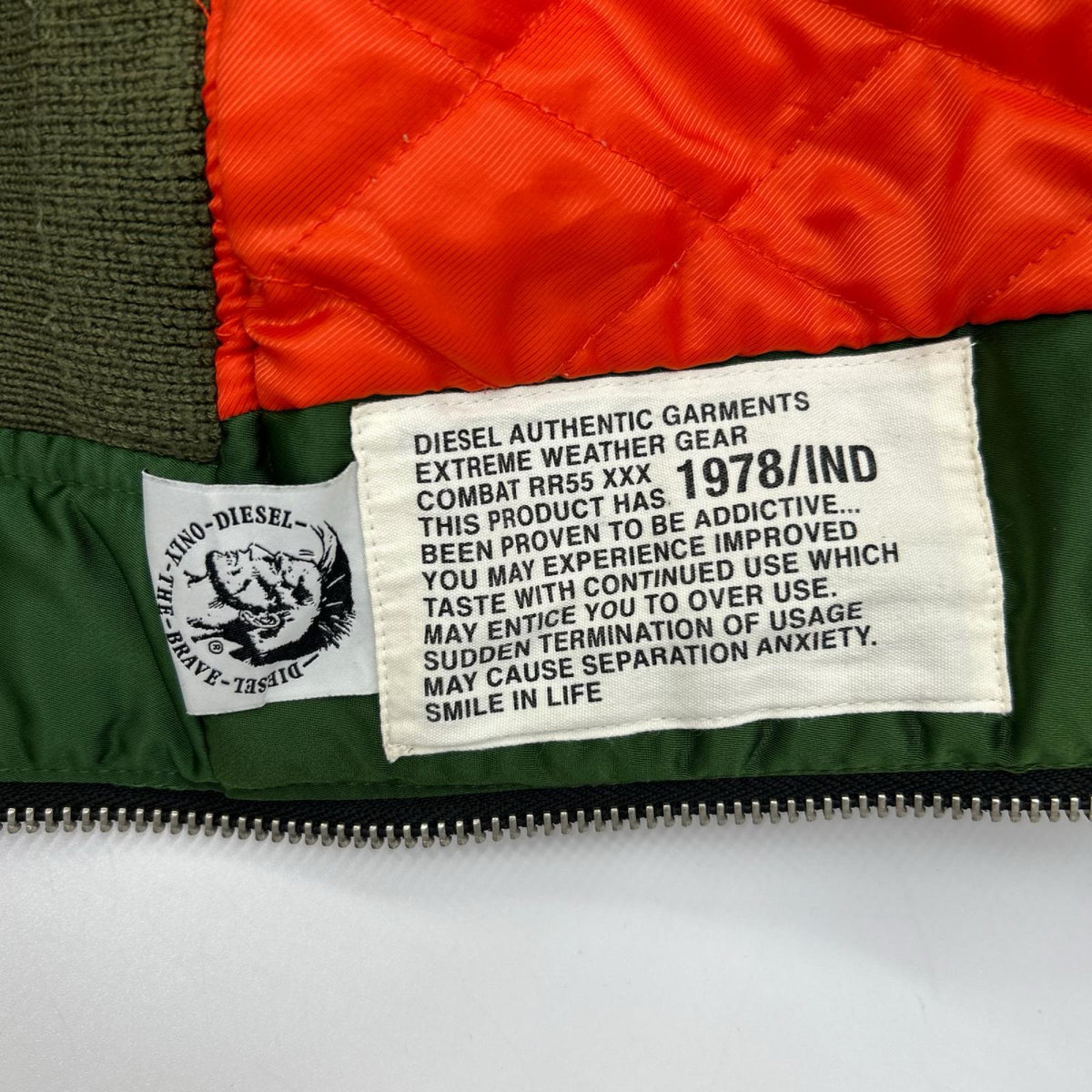 DIESEL E8F203 Green MA-1 Nylon Bomber Jacket Size M