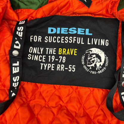 DIESEL E8F203 Green MA-1 Nylon Bomber Jacket Size M