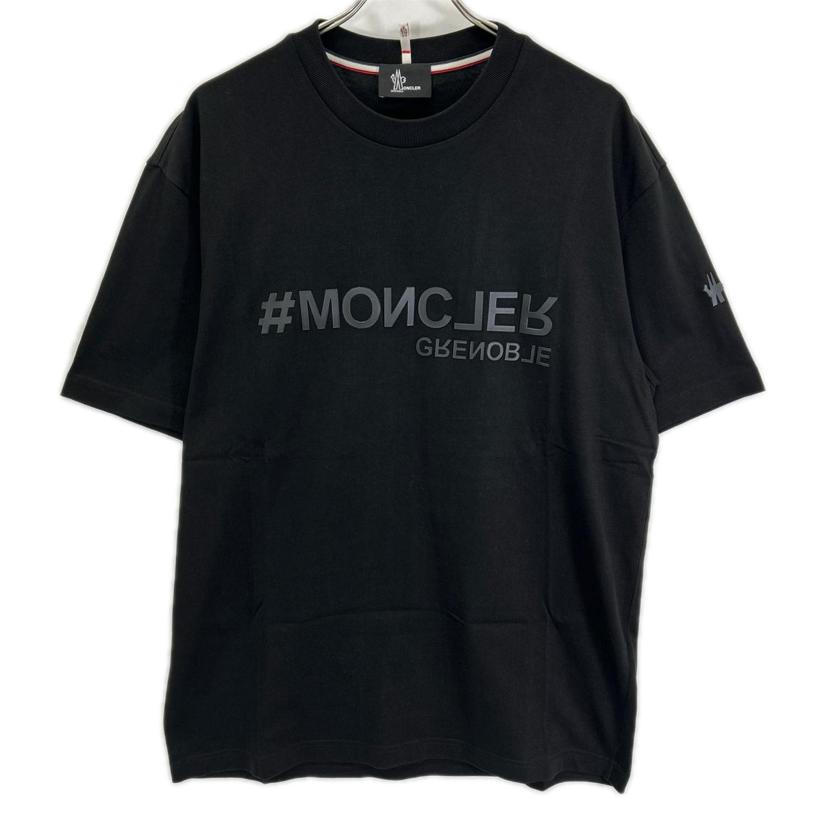 MONCLER 22 Black Rubber Logo T-Shirt Size XL