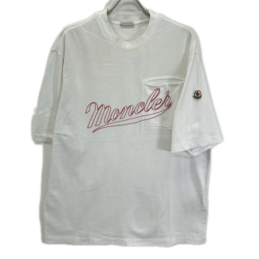 MONCLER 22 White Embroidered Logo T-Shirt Size L