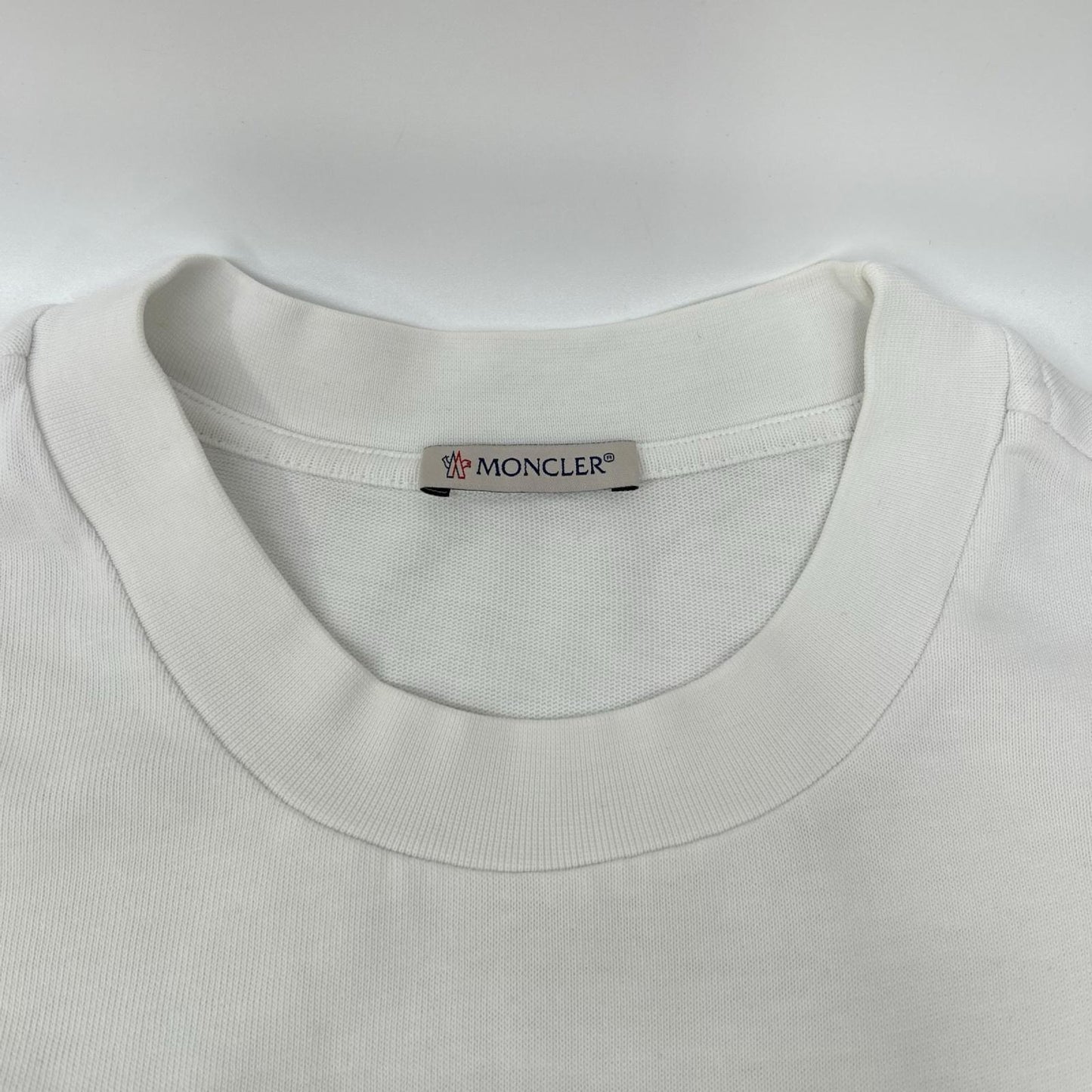 MONCLER 22 White Embroidered Logo T-Shirt Size L