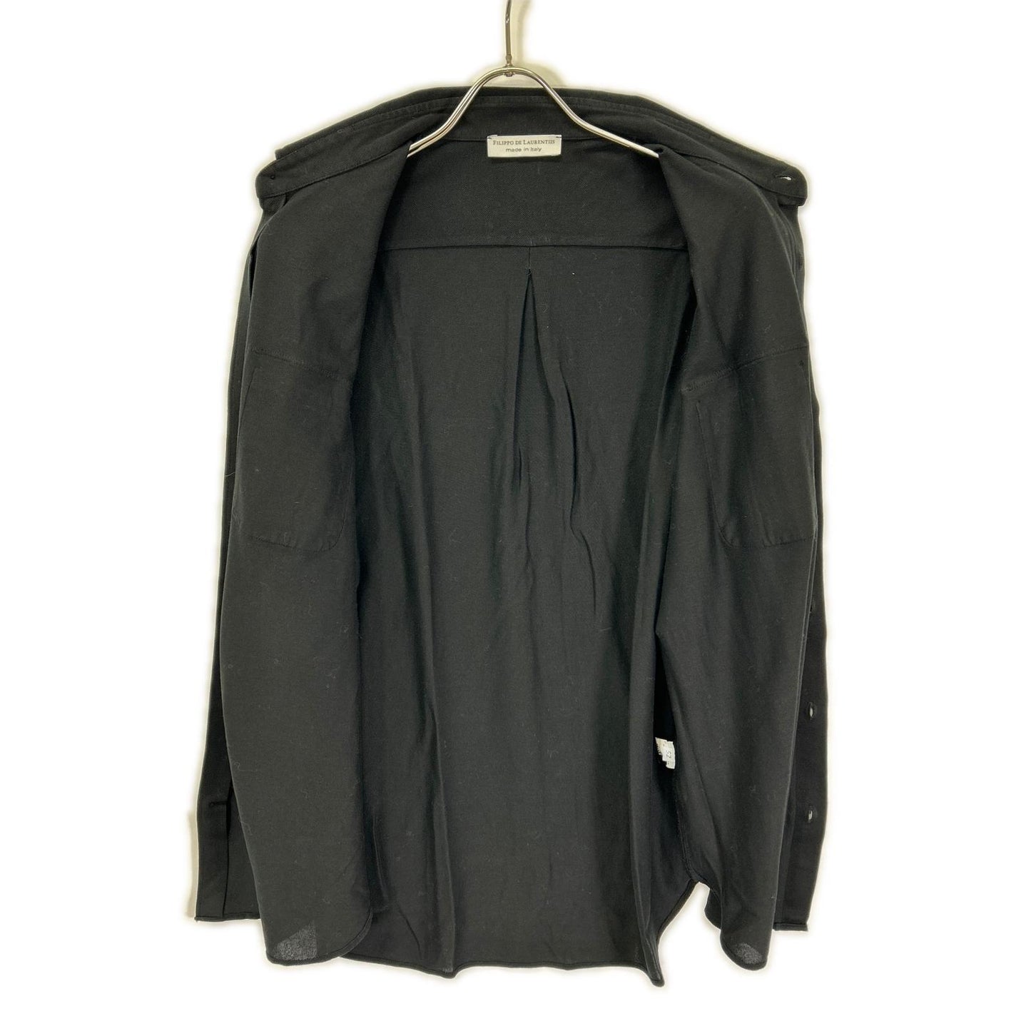 FILIPPO DE LAURENTIIS Cotton Front Shirt Black Size 52