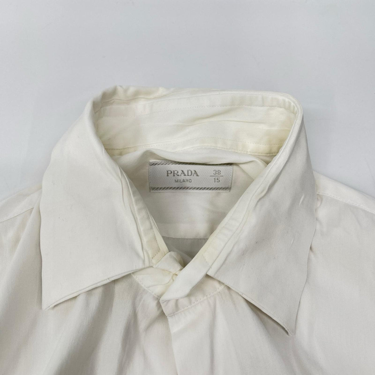PRADA '18 Stretch Poplin Shirt White Size 38/15