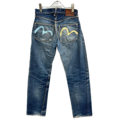 EVISU Indigo Blue Button Fly Jeans Size 32×35