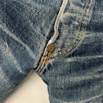 EVISU Indigo Blue Button Fly Jeans Size 32×35