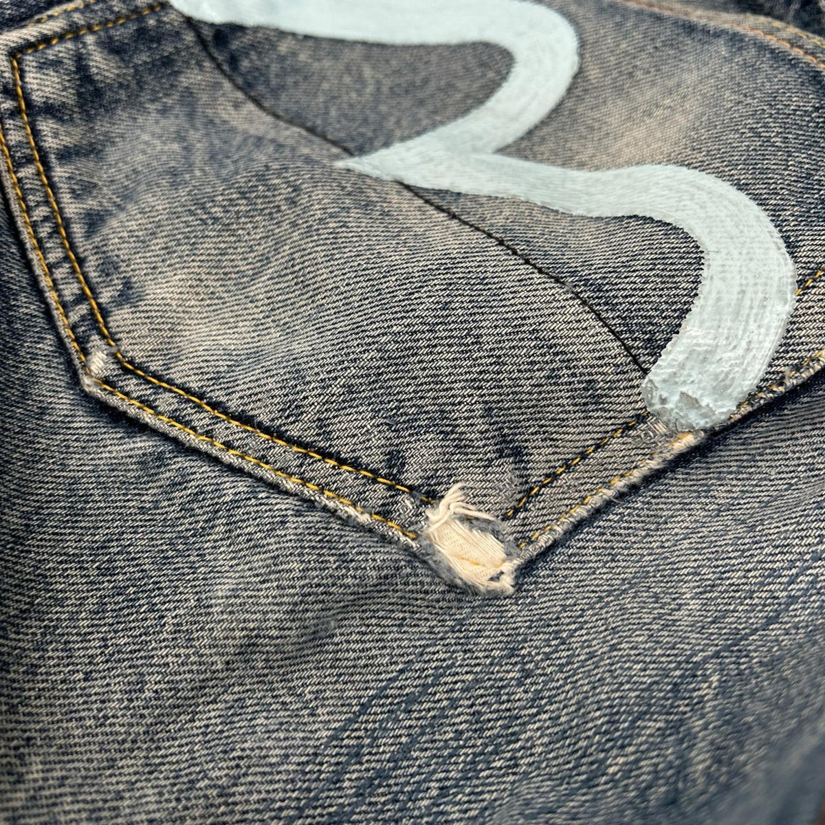 EVISU Indigo Blue Button Fly Jeans Size 32×35