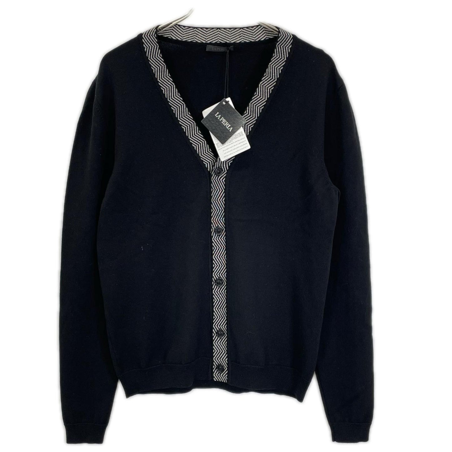 LAPERLA Black Wool Cardigan Size L