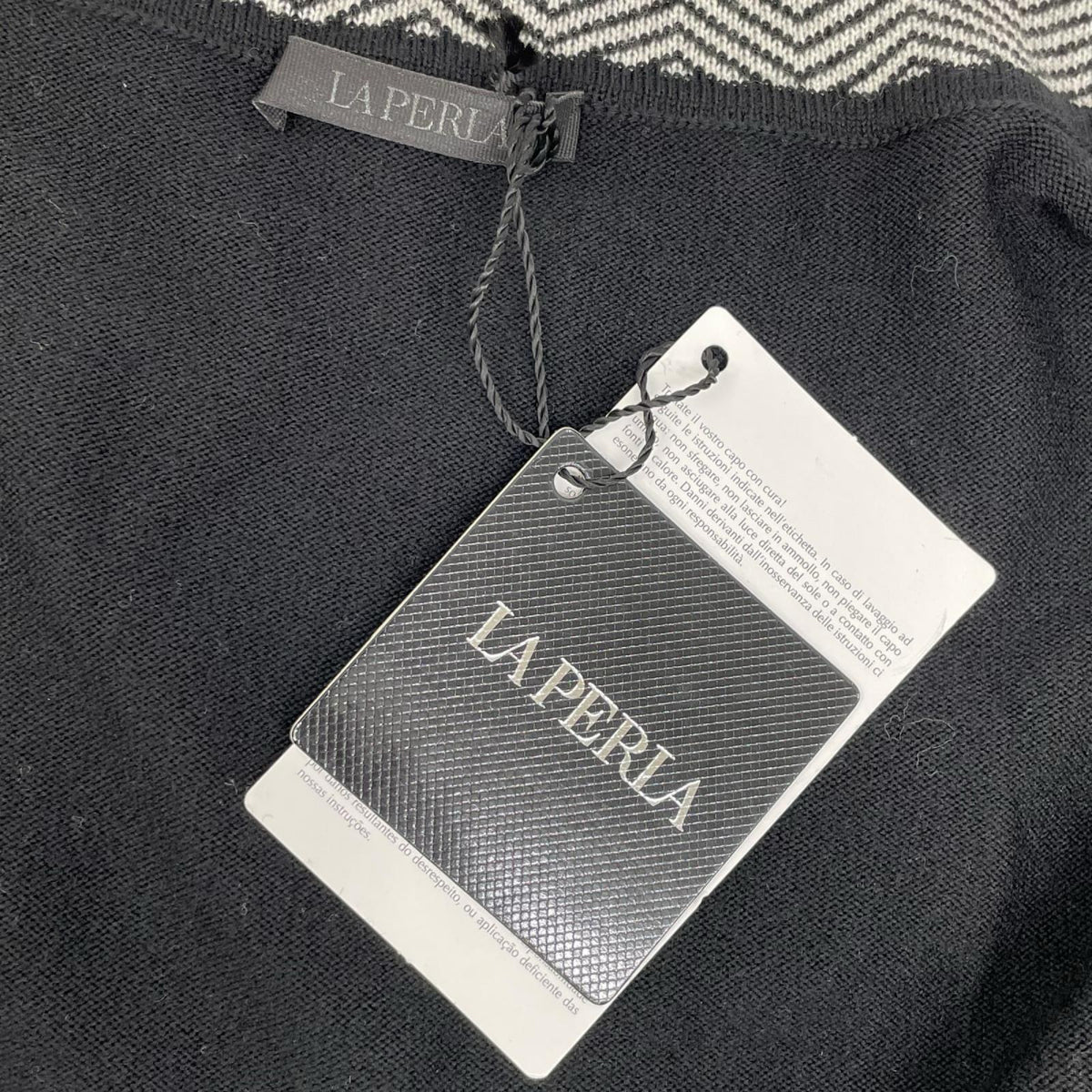 LAPERLA Black Wool Cardigan Size L