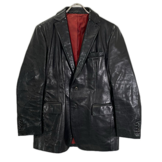 TABLOID NEWS Black Cow Leather Tailored Blazer Size 2