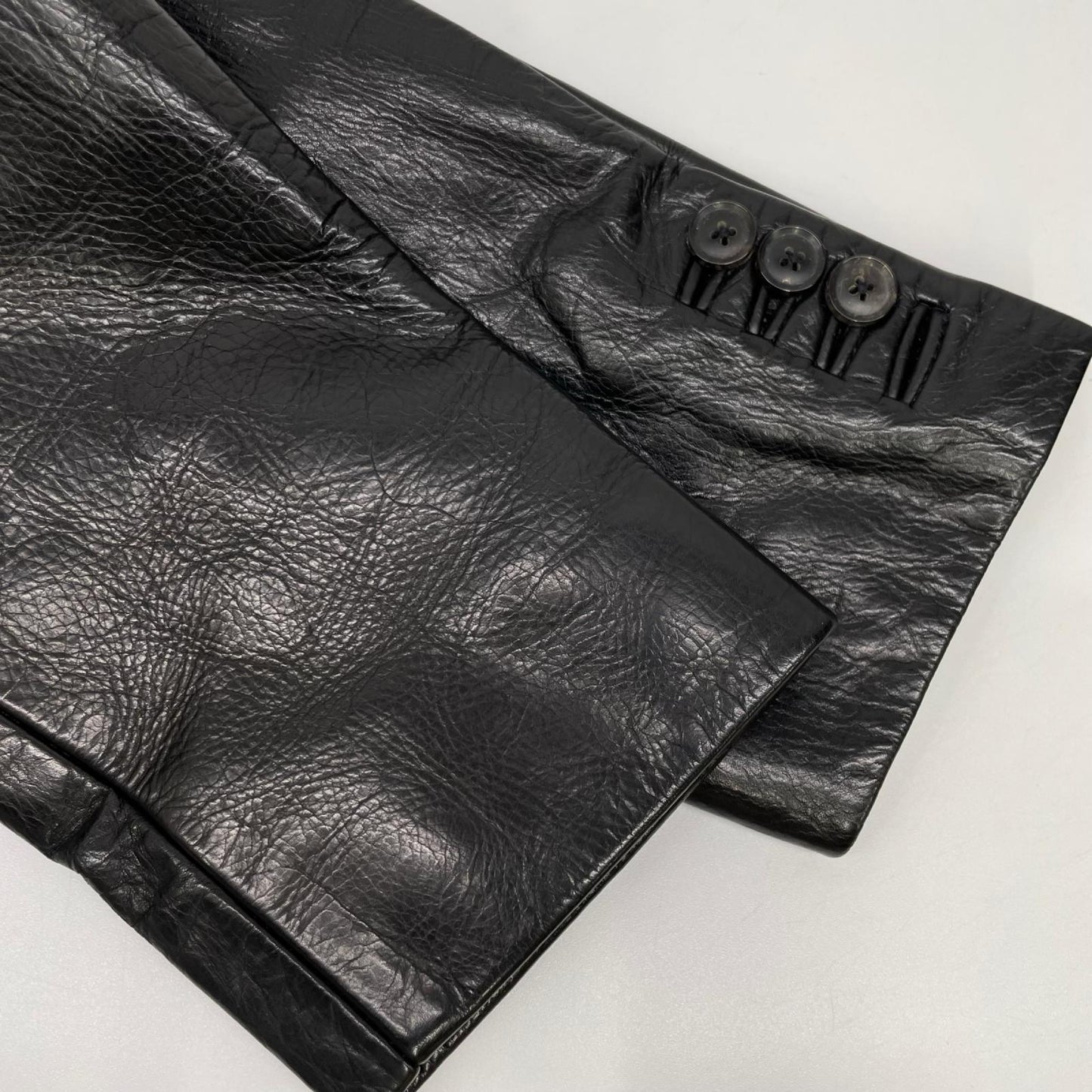 TABLOID NEWS Black Cow Leather Tailored Blazer Size 2