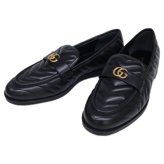 GUCCI GG Marmont Leather Quilted Loafers Black Size EU 41.5