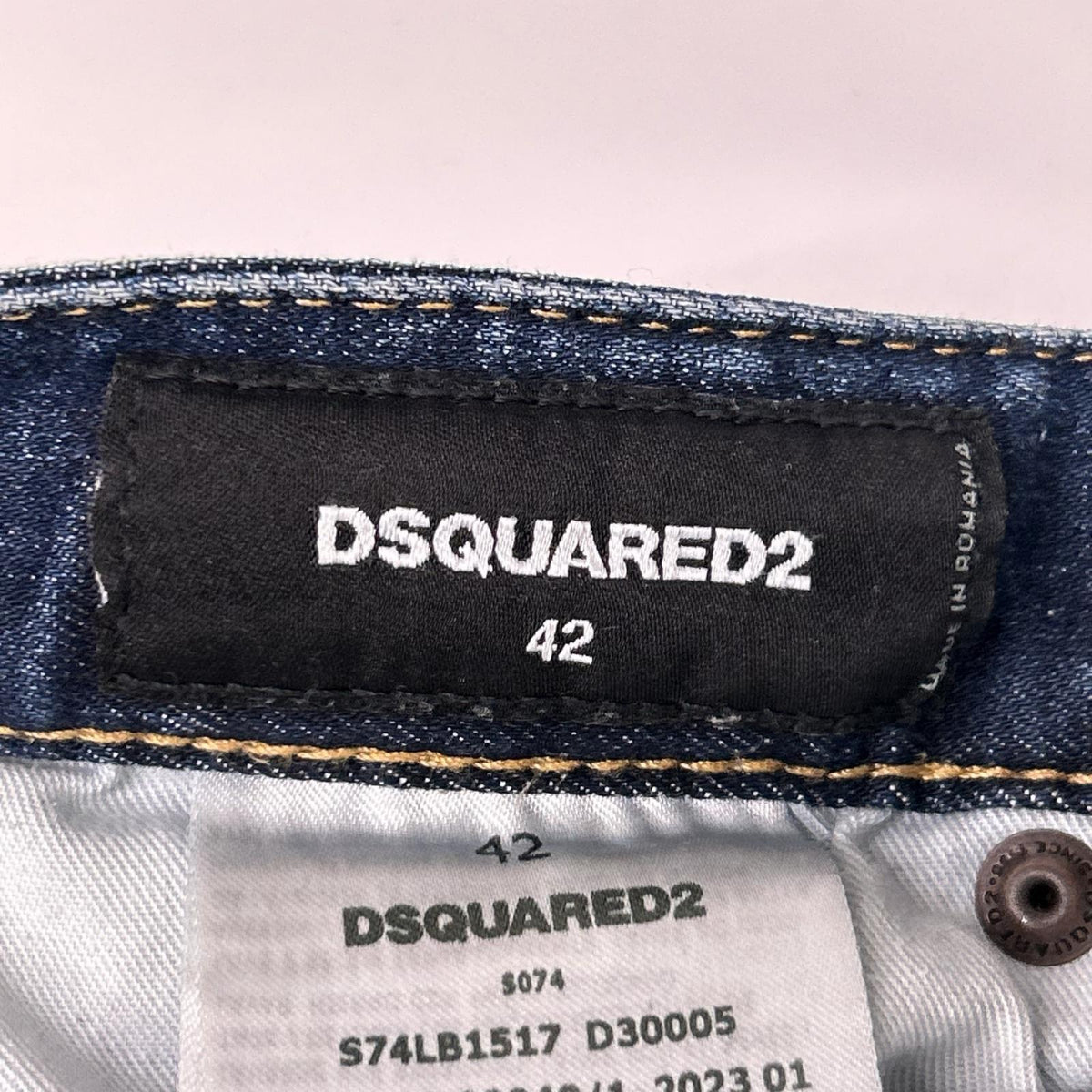 DSQUARED2 Regular Jean Button-Fly Denim Jeans Indigo Size 42