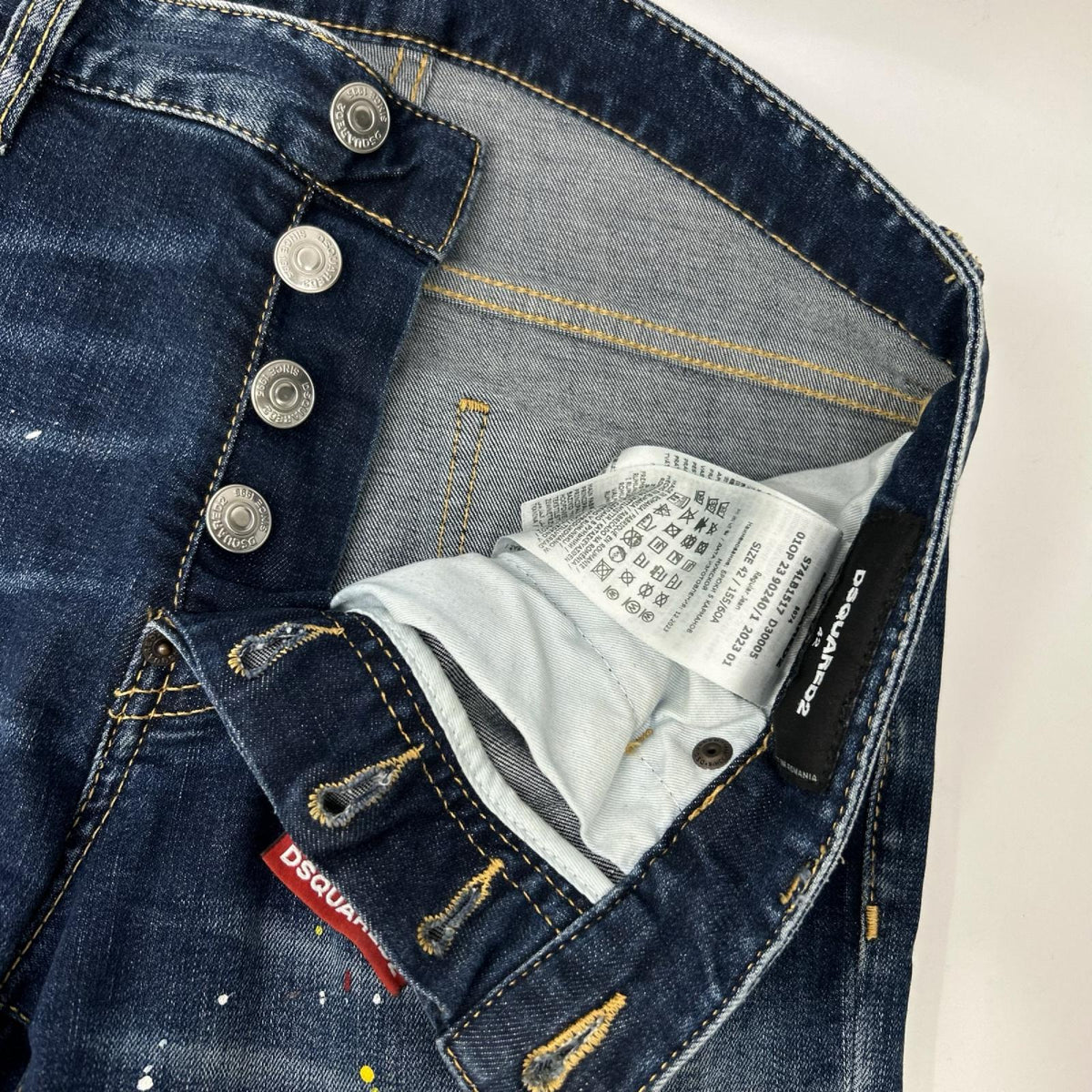 DSQUARED2 Regular Jean Button-Fly Denim Jeans Indigo Size 42