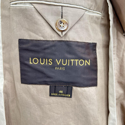 LOUIS VUITTON Walnut Button Cotton Silk Coat Beige Size 46
