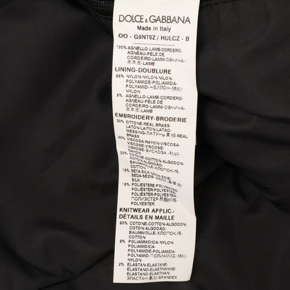 DOLCE&GABBANA Lamb Leather Sukajan Metallic Blue Jacket Size 48