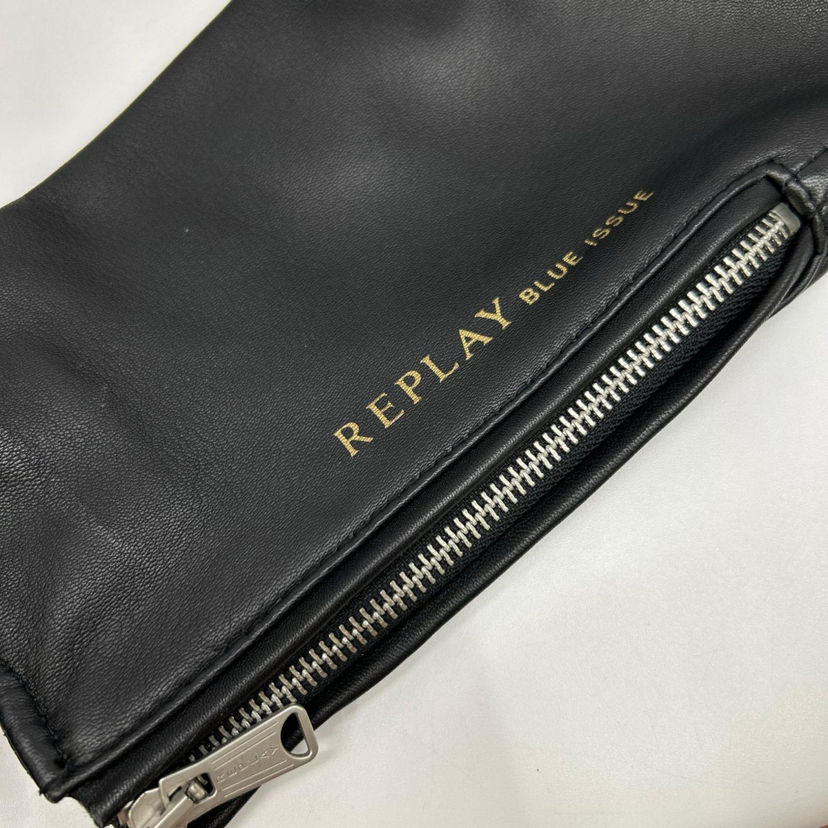 Replay Black Lamb Leather Double Riders Jacket Size 48