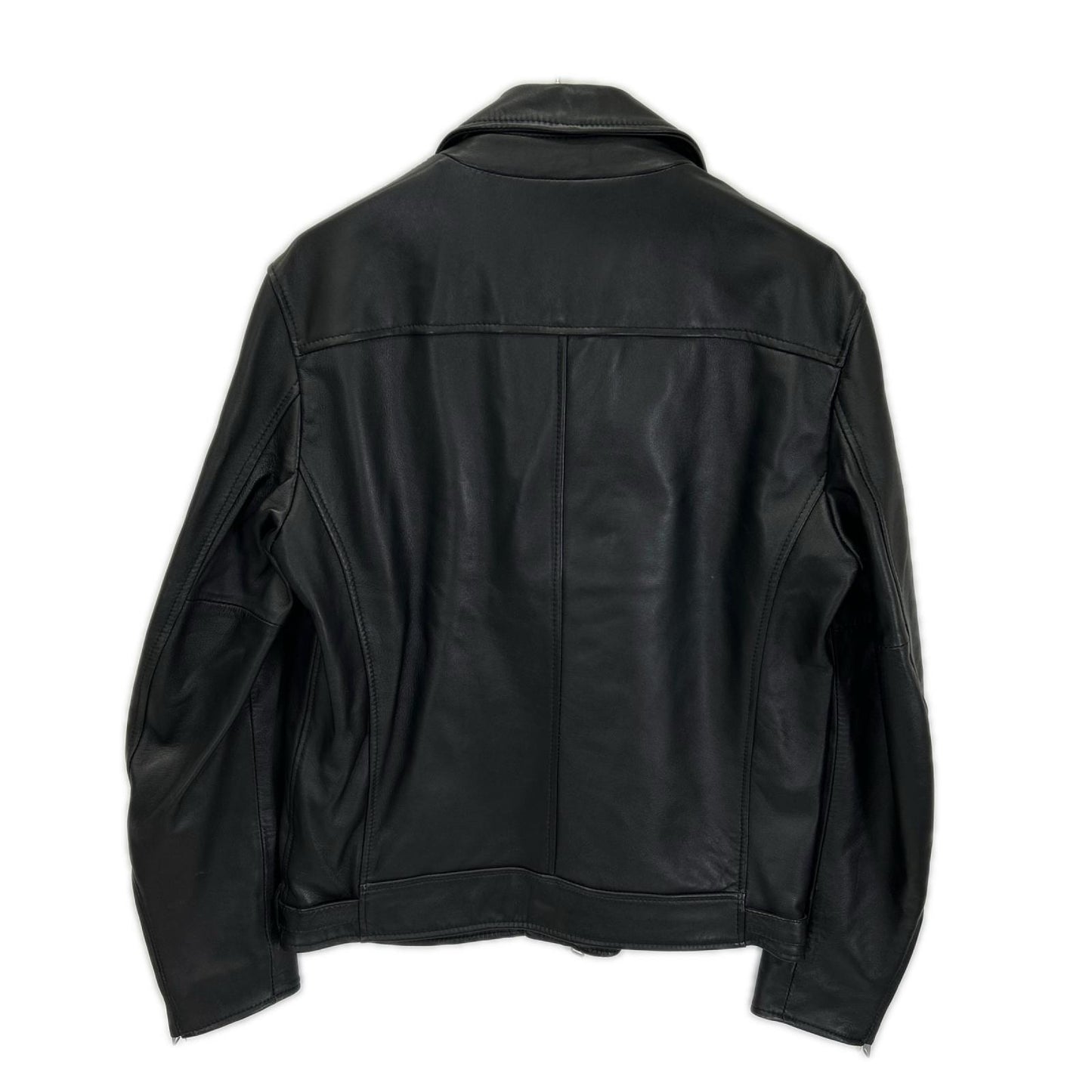 Replay Black Lamb Leather Double Riders Jacket Size 48