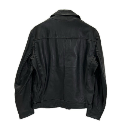 Replay Black Lamb Leather Double Riders Jacket Size 48