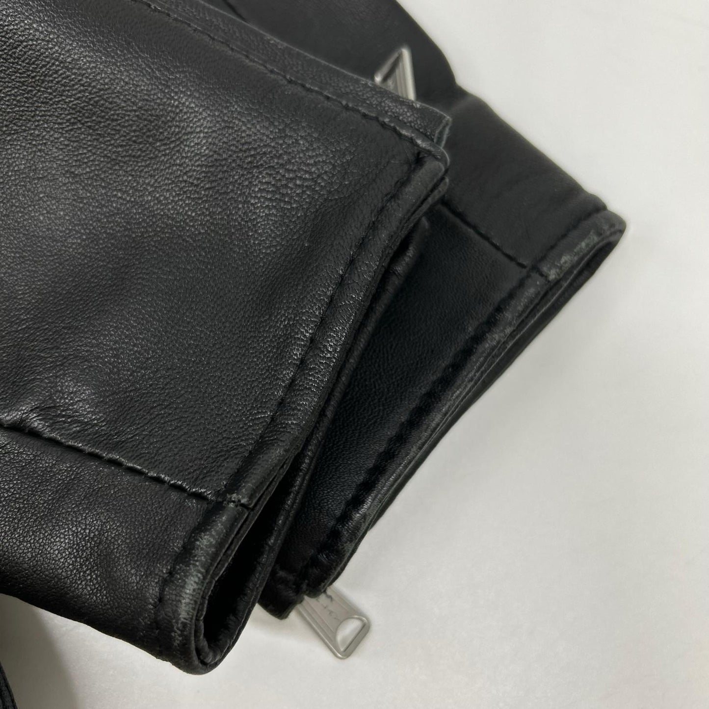 Replay Black Lamb Leather Double Riders Jacket Size 48