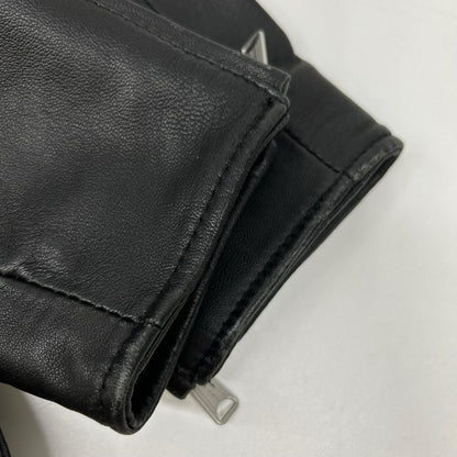 Replay Black Lamb Leather Double Riders Jacket Size 48