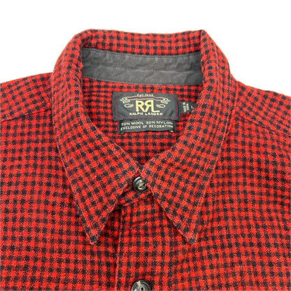 RRL Red Wool Check Elbow Patch Work Shirt Size L