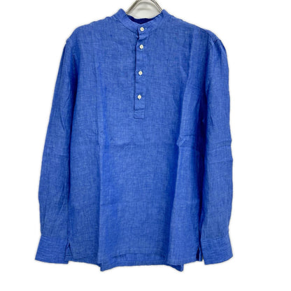 Guy Rover Blue Linen Henley Neck Shirt Size S
